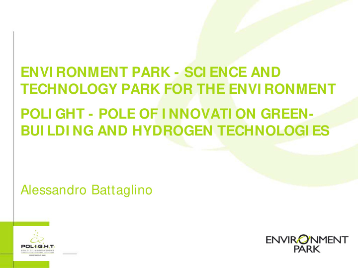 envi ronment park sci ence and technology park for the