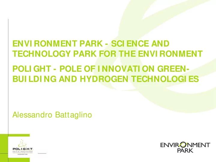 envi ronment park sci ence and technology park for the
