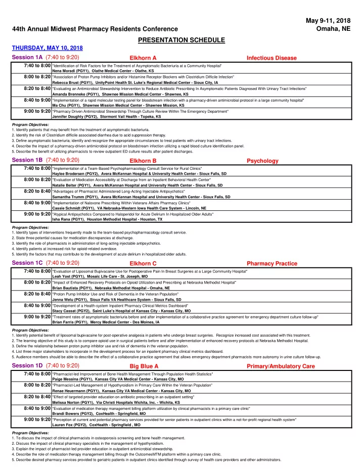 may 9 11 2018 omaha ne 44th annual midwest pharmacy