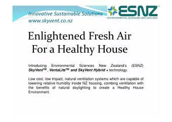 Enlightened Fresh Air  For a Healthy House  Introducing  Environmental  Sciences  New  Zealands