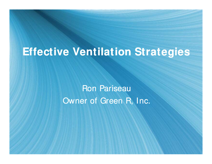 effective ventilation strategies effective ventilation