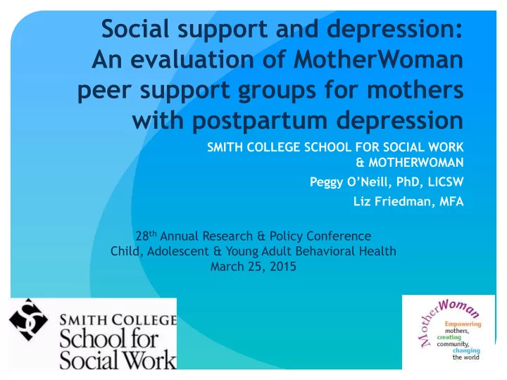 smith college school for social work motherwoman peggy o