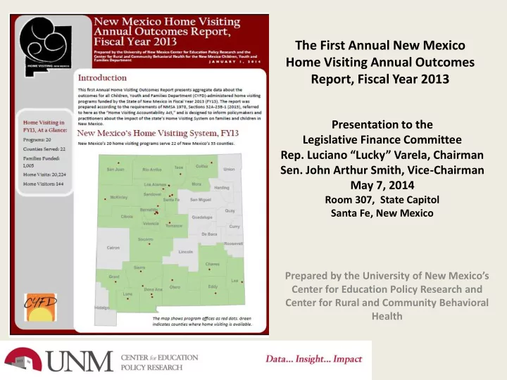the first annual new mexico home visiting annual outcomes