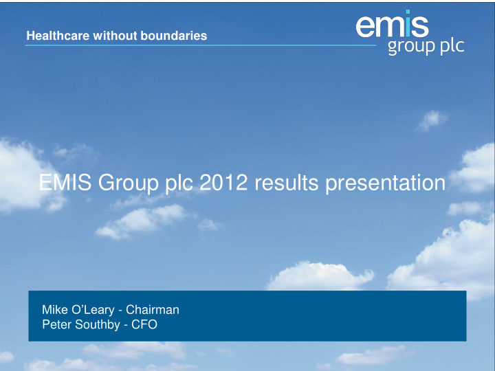 emis group plc 2012 results presentation
