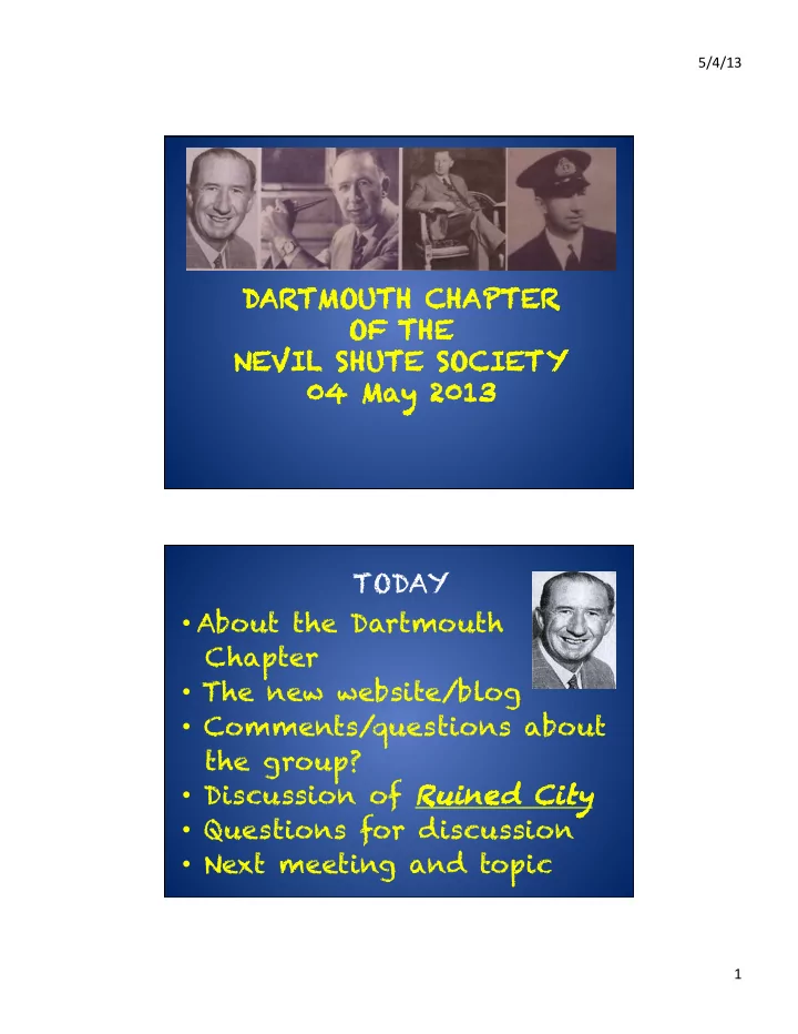 dartmouth ch chapter of of th the e nevil shute soci