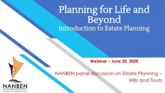 Pl  Plan  annin  ning  g fo  for Li  r Life  fe an  and  d  Be  Beyo  yond  nd  In  Intr  troduct