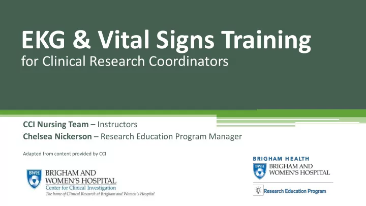 ekg amp vital signs training
