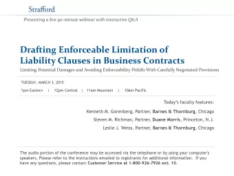 Drafting Enforceable Limitation of  Liability Clauses in Business Contracts  Limiting Potential