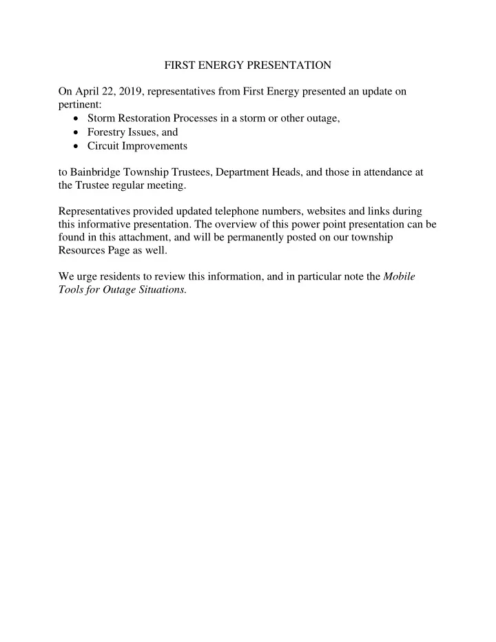 first energy presentation on april 22 2019