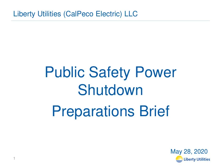 public safety power shutdown preparations brief