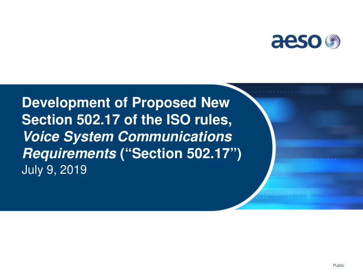 development of proposed new section 502 17 of the iso