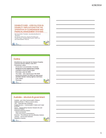 4/28/2014  DISABILITYCARE  A REVOLUTION IN  DISABILITY: IMPLICATIONS FOR THE  OPERATION OF