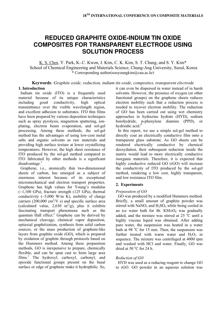 reduced graphite oxide indium tin oxide composites for
