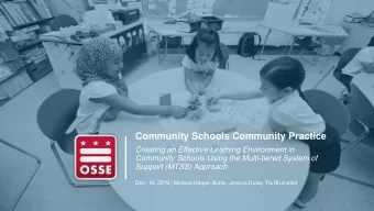 Community Schools Community Practice  Creating an Effective Learning Environment in  Community