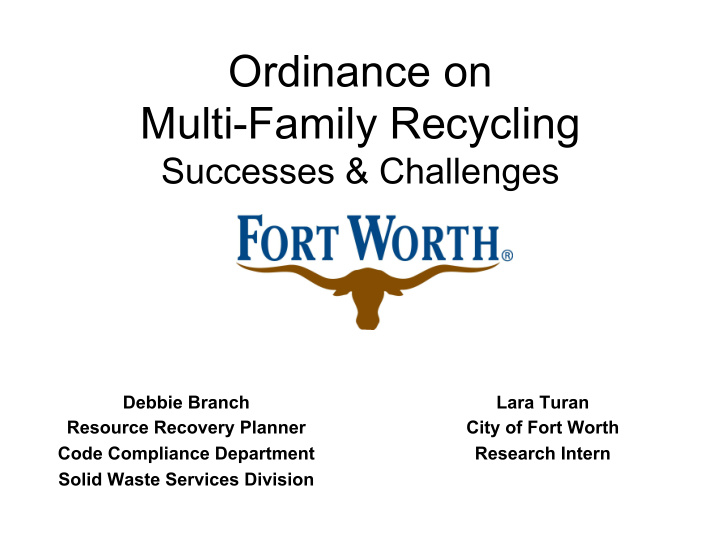 ordinance on multi family recycling