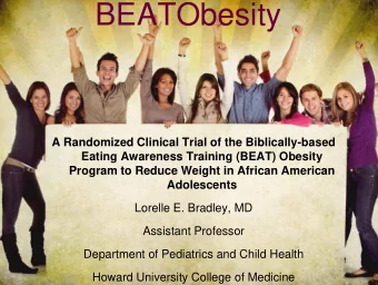 BEATObesity  A Randomized Clinical Trial of the Biblically-based  Eating Awareness Training (BEAT)