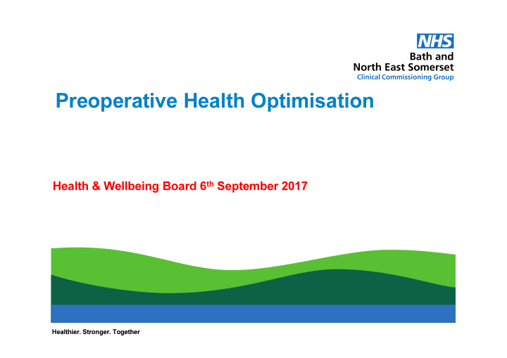 preoperative health optimisation