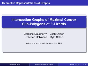Intersection Graphs of Maximal Convex Sub-Polygons of k -Lizards  Caroline Daugherty  Josh Laison