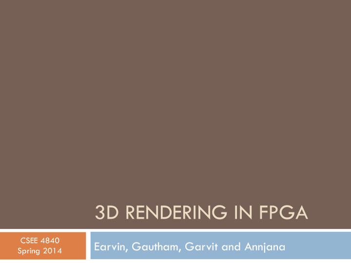 3d rendering in fpga