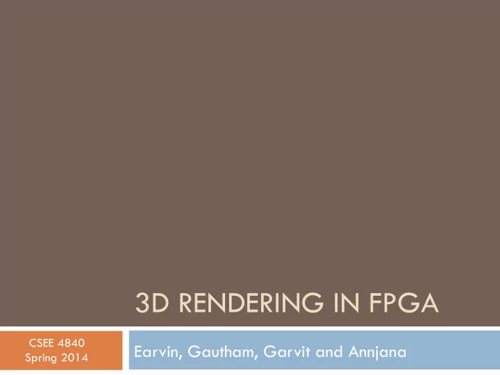 3d rendering in fpga