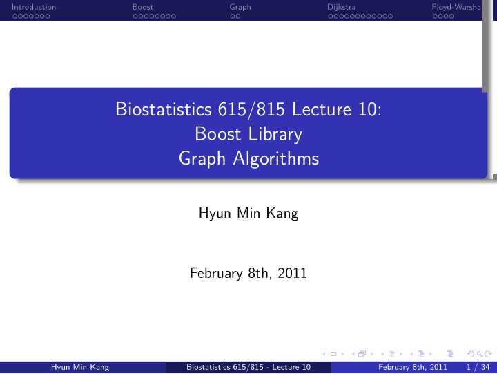 graph algorithms boost library biostatistics 615 815