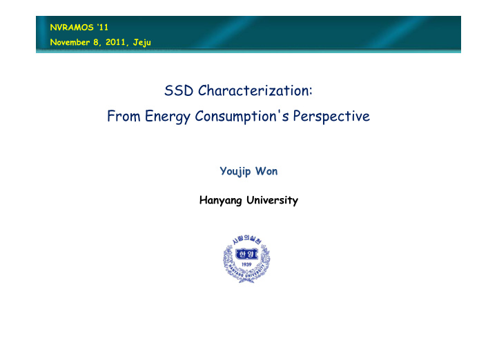 ssd characterization from energy consumption s perspective