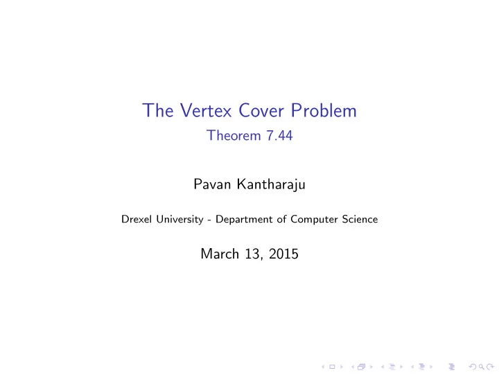 the vertex cover problem