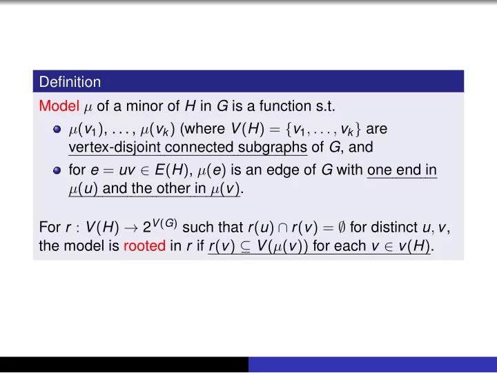 definition model of a minor of h in g is a function s t v