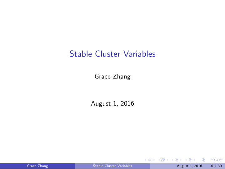 stable cluster variables
