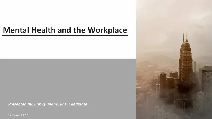 mental health and the workplace