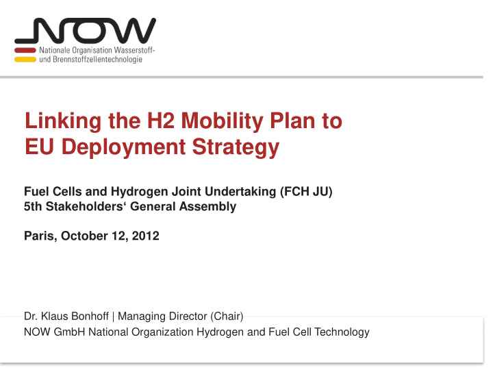 linking the h2 mobility plan to
