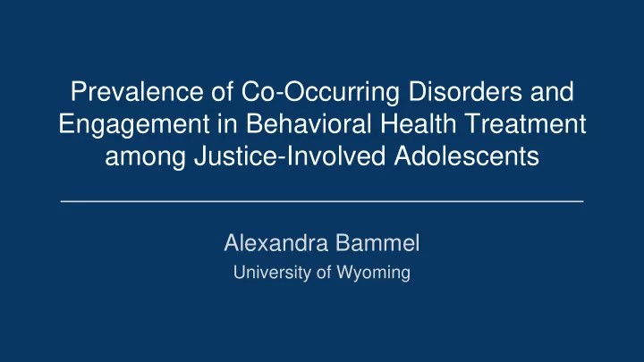 among justice involved adolescents