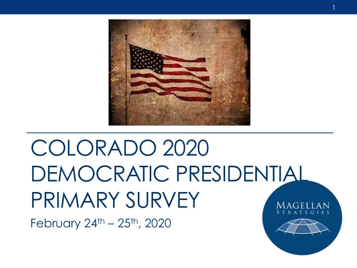colorado 2020 democratic presidential primary survey