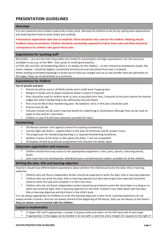 PRESENTATION  GUIDELINES    Overview    It  is  very  important  that