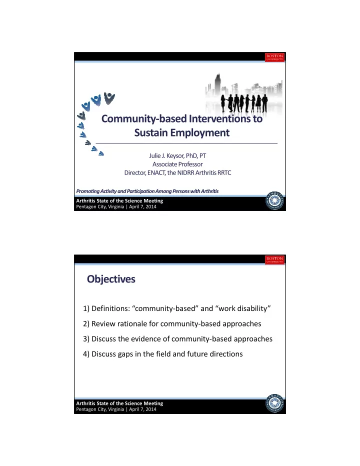 community based interventions to sustain employment