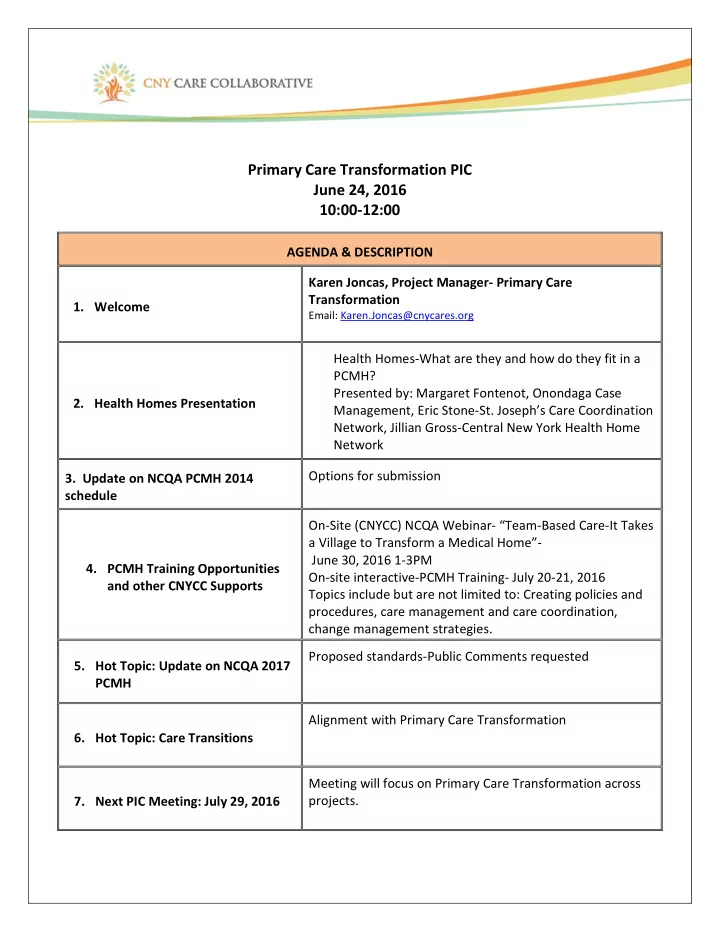 primary care transformation pic june 24 2016