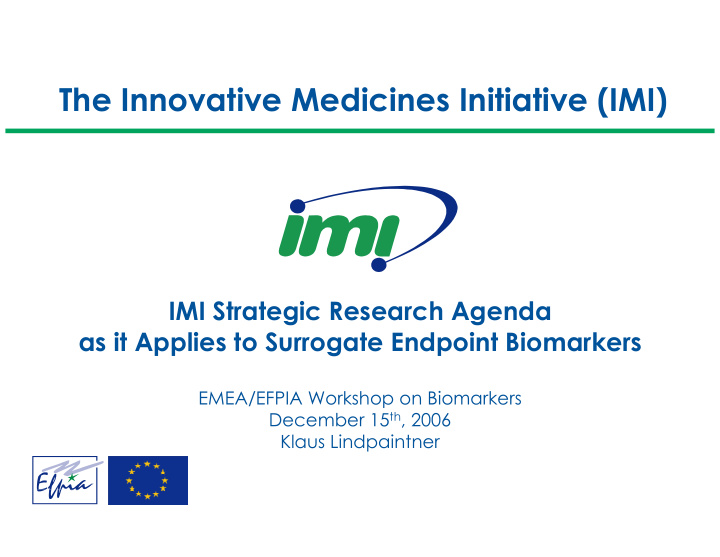 the innovative medicines initiative imi