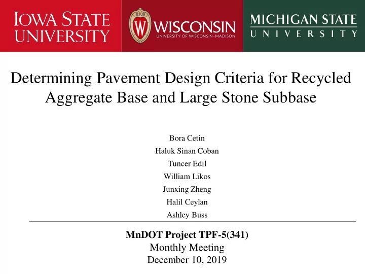 determining pavement design criteria for recycled