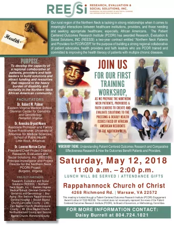 JOIN US  To develop the capacity of  a regional collaborative of  patients, providers and faith