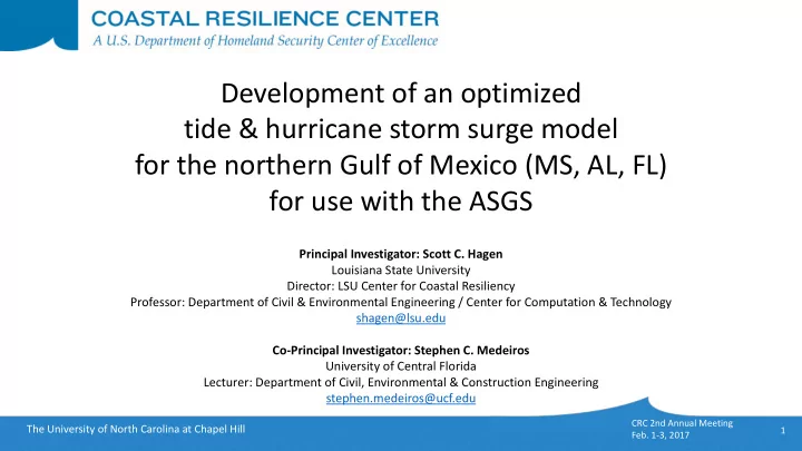 development of an optimized tide hurricane storm surge