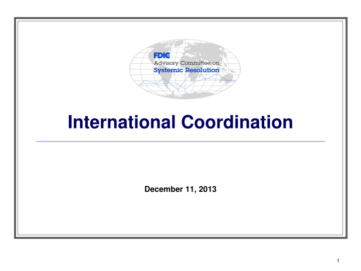 international coordination