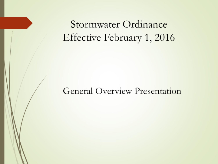 stormwater ordinance effective february 1 2016