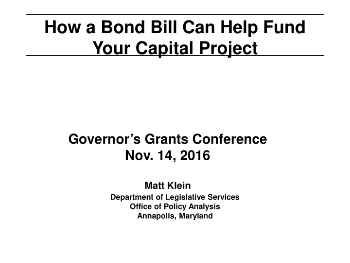 how a bond bill can help fund your capital project
