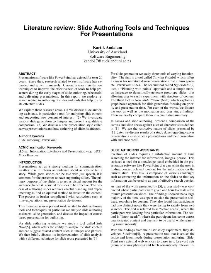 literature review slide authoring tools and techniques