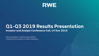 Disclaimer  l  This document contains forward-looking statements. These statements are based on the