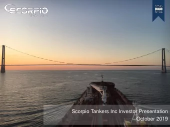 Scorpio Tankers Inc Investor Presentation  October 2019  1  1  Disclaimer and Forward-looking
