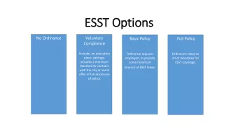 ESST  ST Opt  ptions  No Ordinance  Voluntary  Basic Policy  Full Policy  Compliance  Includes an