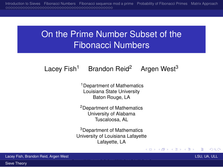 on the prime number subset of the fibonacci numbers