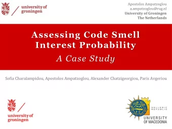 Interest Probability  A Case Study  Sofia Charalampidou, Apostolos Ampatzoglou, Alexander