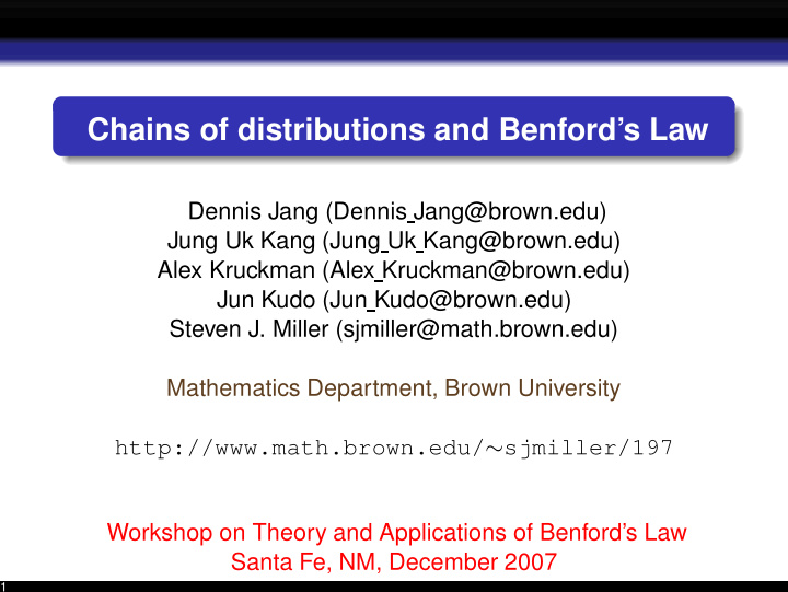 chains of distributions and benford s law
